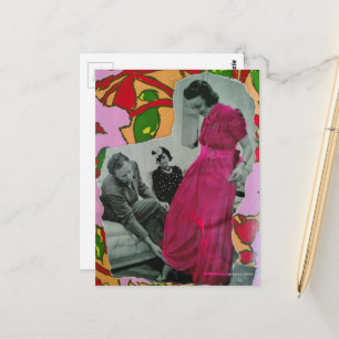 Pajama-Model Damen um 1939 Mixed Media Collage Postkarte