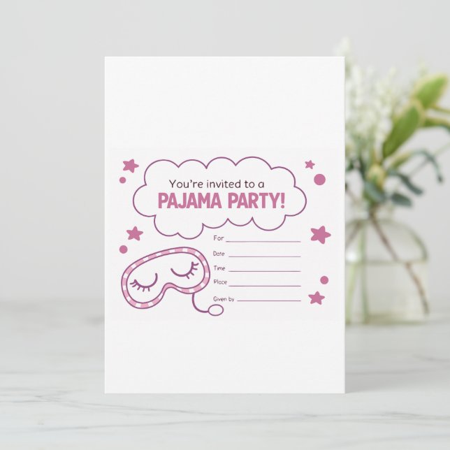 Pajama-Party Einladung für Mädchen (Stehend Vorderseite)