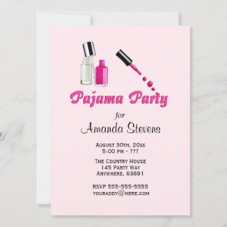 Pajama Party Einzigartige Girls Rosa Einladung