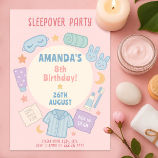 Pajama Party Geburtstag mit sonnigen Hausschuhen Einladung