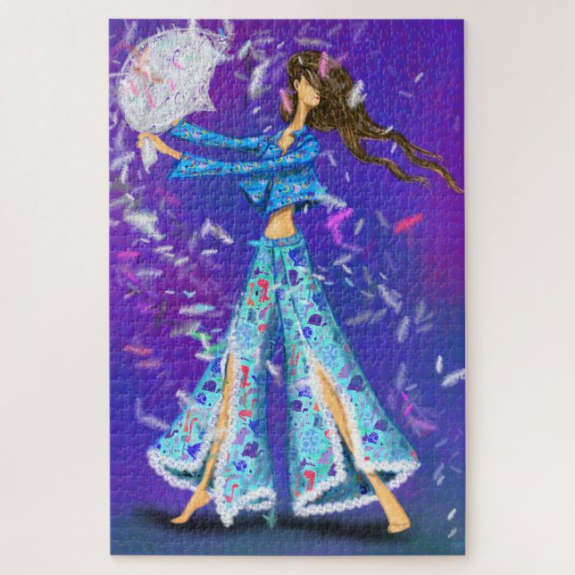 Pajama Party Girl - Kissenkampf - Girl Fun Puzzle (Vertikal)