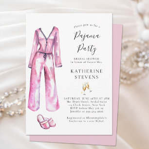 Pajama Party PJ Lingerie Slumber Brautparty Einladung
