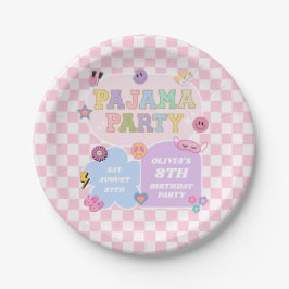 Pajama Party Preppy Varsity Patch Geburtstagsparte Pappteller