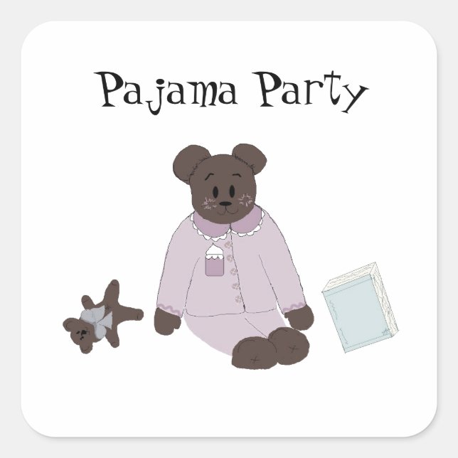 Pajama Party Quadratischer Aufkleber (Vorderseite)