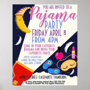 PaJama Party School Fundraiser Flyer und Poster