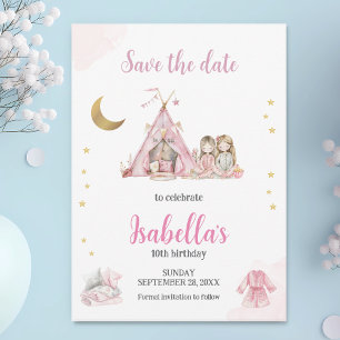 Pajama Party Sleepover Party Wasserfarbe Save The Date
