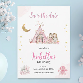 Pajama Party Sleepover Party Wasserfarbe Save The Date