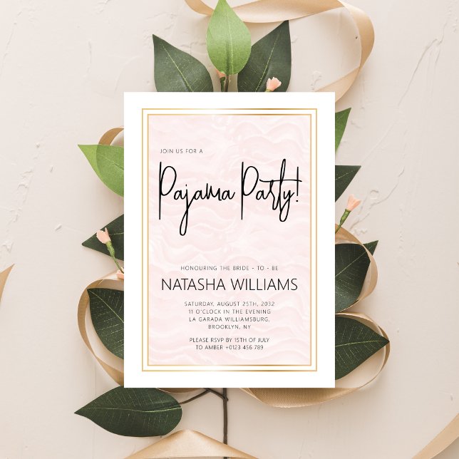 Pajama Party Slumber Bachelorette Soft Pink Streif Einladung (Von Creator hochgeladen)