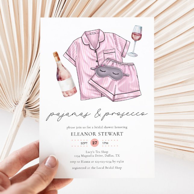 Pajama Party Slumber PJ Prosecco Brautparty Einladung (Von Creator hochgeladen)