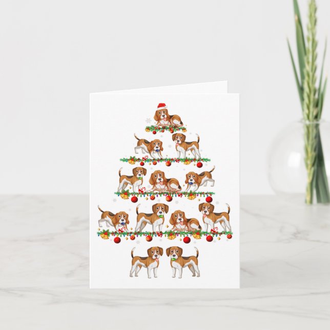 Pajama Sets Weihnachten Matching Beagle Dog X Karte (Vorderseite)