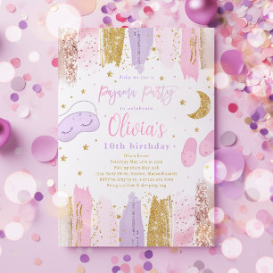 Pajama Sleepover Geburtstagsparty Tee zwischen Par Einladung