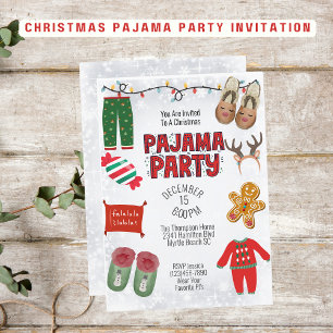 Pajama Sleepover Weihnachts-Party Einladung