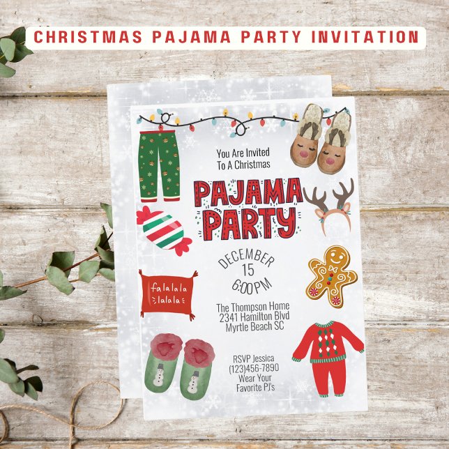 Pajama Sleepover Weihnachts-Party Einladung (Von Creator hochgeladen)