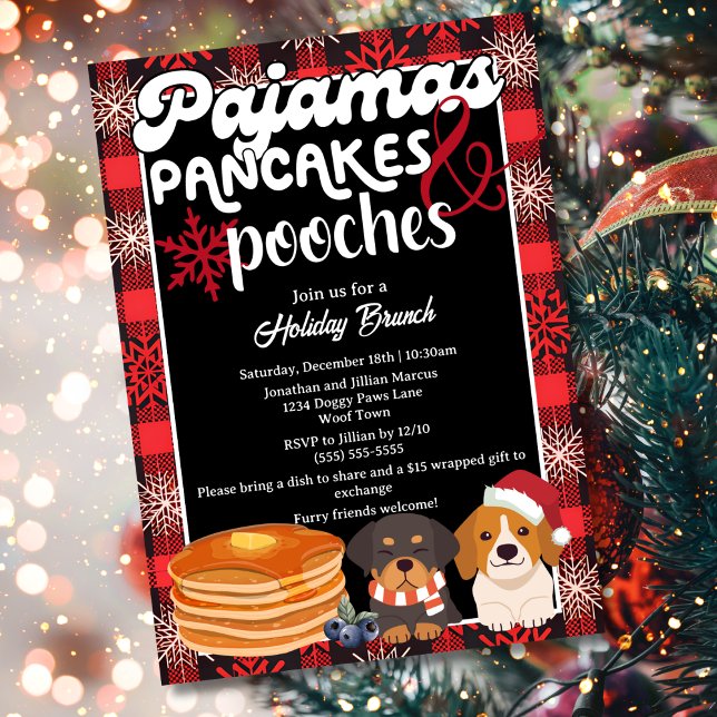 Pajamas Pancakes und Pooches Weihnachtsbrunch Einladung (Von Creator hochgeladen)