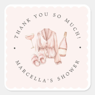 Pajamas & Prosecco Brautparty Bachelorette Quadratischer Aufkleber