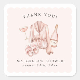 Pajamas & Prosecco Brautparty Bachelorette Quadratischer Aufkleber