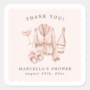 Pajamas & Prosecco Brautparty Bachelorette Quadratischer Aufkleber