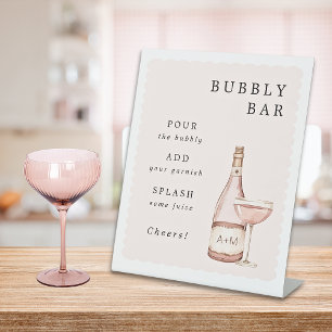Pajamas & Prosecco Brautparty Bubbly Bar Sockelschild