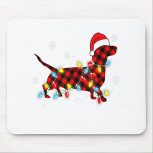 Pajamas Red Buffalo Pläd Dachshund Dog Merry Chri Mousepad