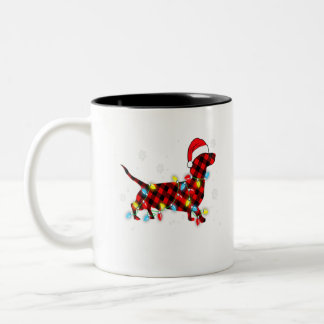 Pajamas Red Buffalo Pläd Dachshund Dog Merry Chri Zweifarbige Tasse