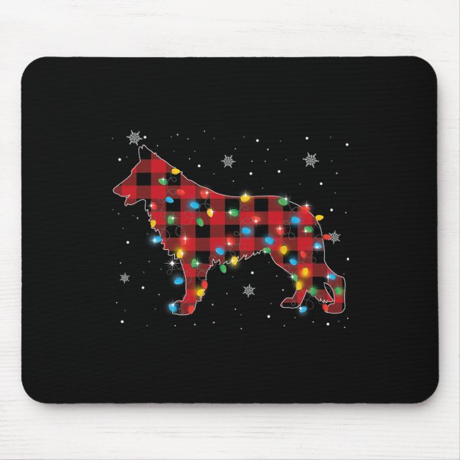 Pajamas Red Kariert German Shepherd Dog Lovers Chr Mousepad (Vorne)