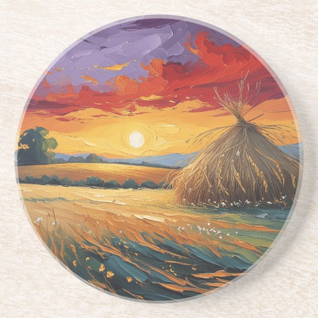 Pajar solitario al atardecer getränkeuntersetzer (Vorne)