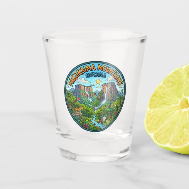 Pakaraima-Gebirge Guyana Schnapsglas (Vorderseite)