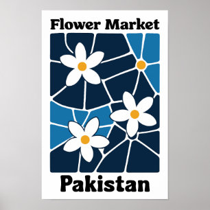 Pakistan Blumenmarkt Jasmin & Blue Wandkunst Poster