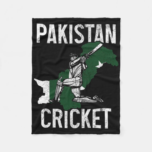 Pakistan Cricket Player Pakistani Flag Pride Vinta Fleecedecke (Vorderseite)