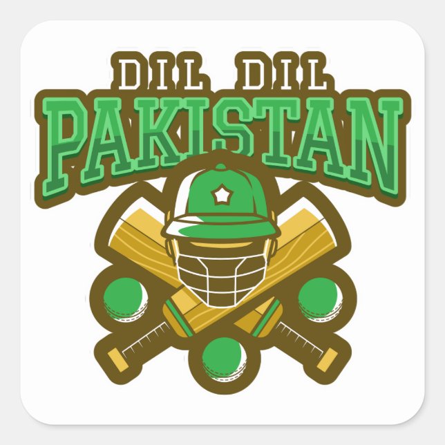 Pakistan Cricket Quadratischer Aufkleber (Vorderseite)