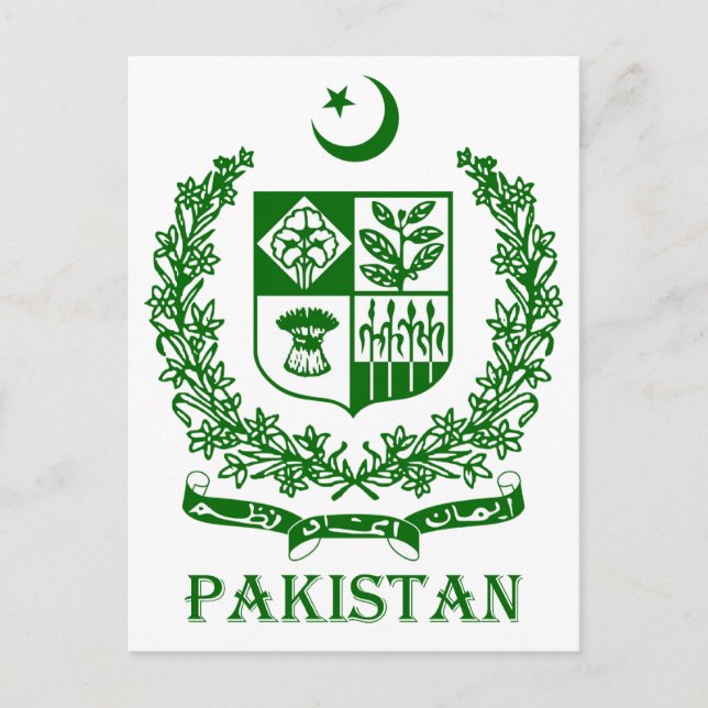 PAKISTAN - Emblem/Wappen/Fahne/Symbol Postkarte (Vorderseite)