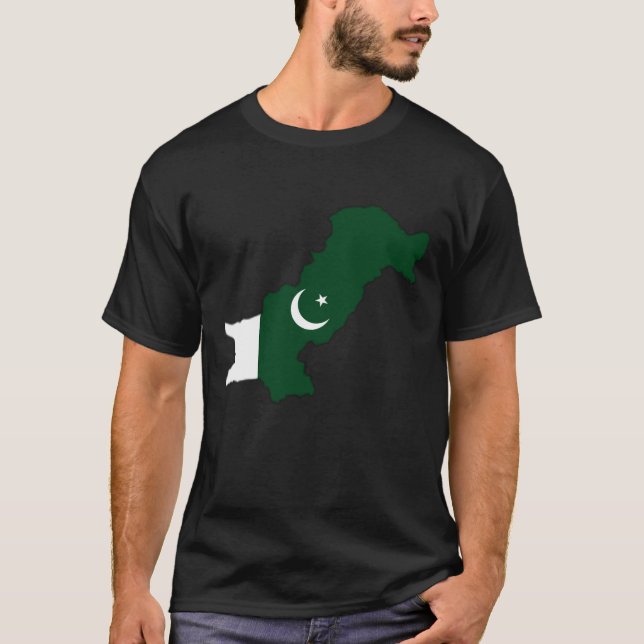 Pakistan-Flagge auf der Karte T-Shirt (Vorderseite)