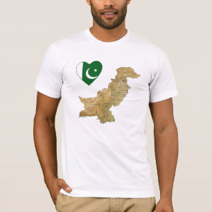 Pakistan-Flagge Herz und Karte T-Shirt