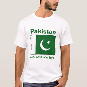 Pakistan-Flagge + Karte + Text-T - Shirt
