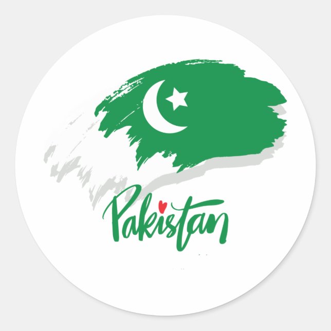 Pakistan Flagge mit pakistanischem Herzen Runder Aufkleber (Vorderseite)