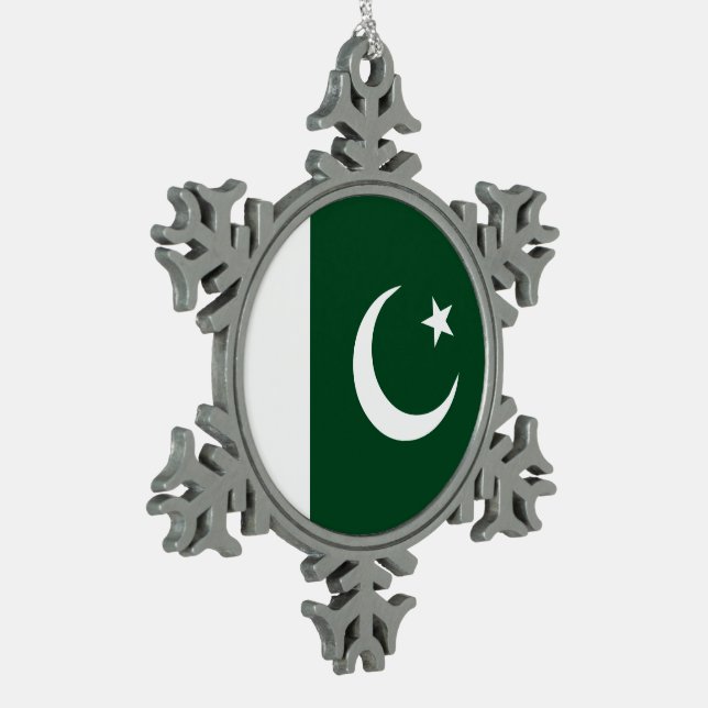 Pakistan-Flagge Schneeflocken Zinn-Ornament (Links)