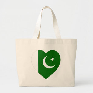 Pakistan-Flaggen-Herz Jumbo Stoffbeutel