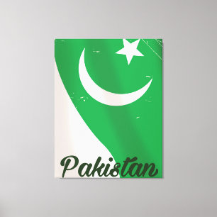 Pakistan Flaggen-Vintage-Reiseplakat Leinwanddruck