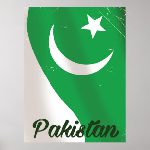 Pakistan Flaggen-Vintage-Reiseplakat Poster
