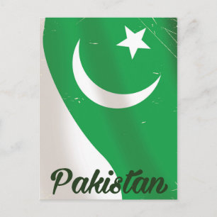 Pakistan Flaggen-Vintage-Reiseplakat Postkarte