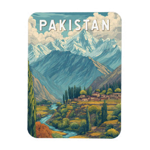 Pakistan Illustration Reise Kunst Vintage Magnet