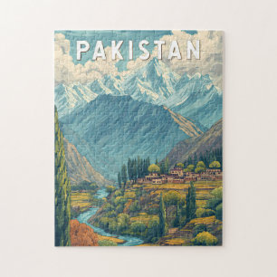 Pakistan Illustration Reise Kunst Vintage Puzzle