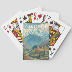 Pakistan Illustration Reise Kunst Vintage Spielkarten