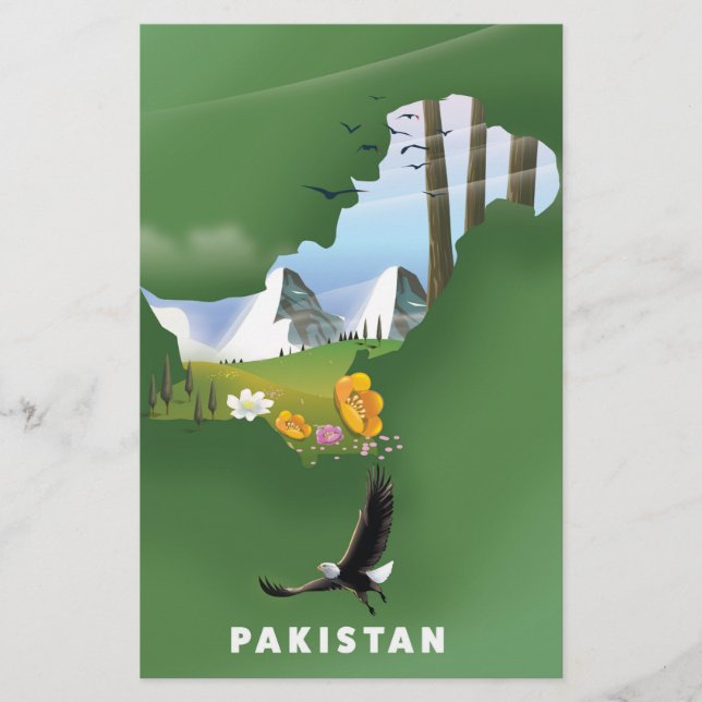 Pakistan illustrierte Reisekarte. (Vorderseite)