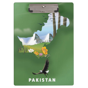 Pakistan illustrierte Reisekarte. Klemmbrett