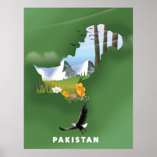 Pakistan illustrierte Reisekarte. Poster