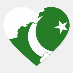 Pakistan-Karten-Flagge Herz-Aufkleber