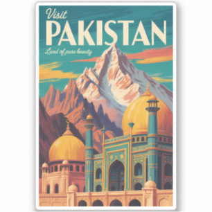 Pakistan Landschaft Illustration Reise Kunst Vinta Aufkleber