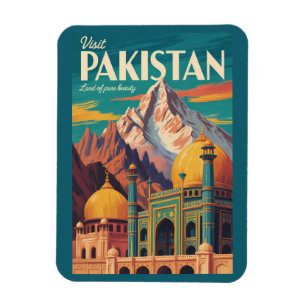Pakistan Landschaft Illustration Reise Kunst Vinta Magnet