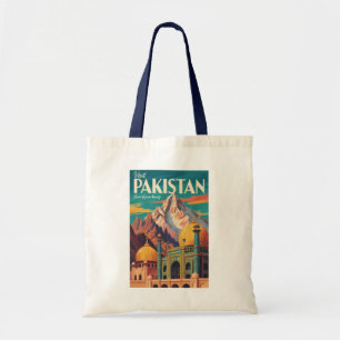 Pakistan Landschaft Illustration Reise Kunst Vinta Tragetasche